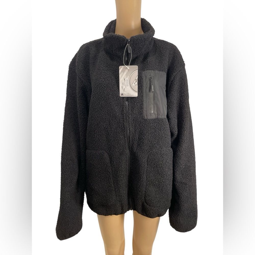 Speed Your Run Mens Black Fleece Zip-Up Jacket size L